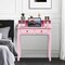 Costway Writing Desk Mission White Home Office Computer Desk 4 Drawer White\Black\Pink